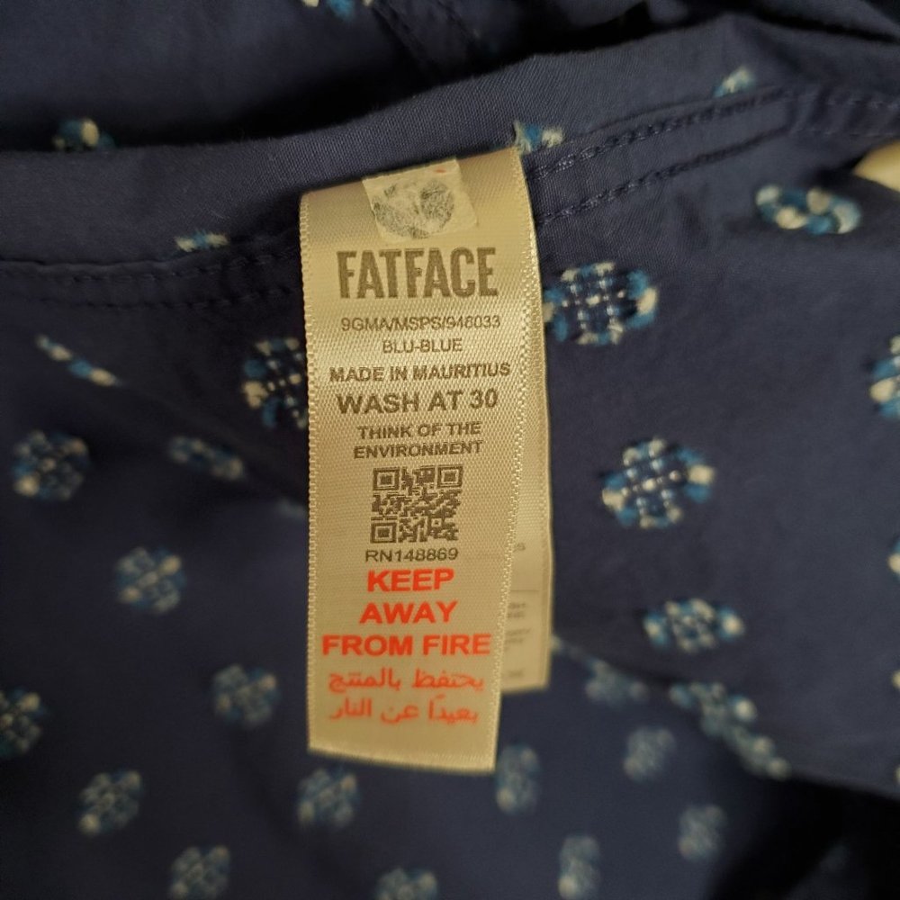 FatFace UK Size L Shirt 100% Cotton Embroidered Button Front Long Sleeve Pocket - Picture 9 of 12